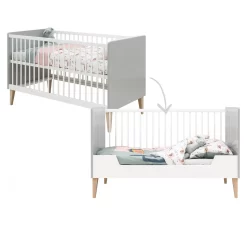 Bedbank Emma 70x140 Wit/grijs