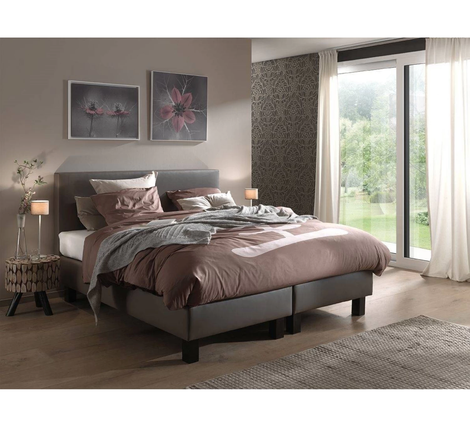 Boxspringset Comfort 90x200 - Grijs 2 Boxspringset Comfort 90x200 - Grijs - Afbeelding 2