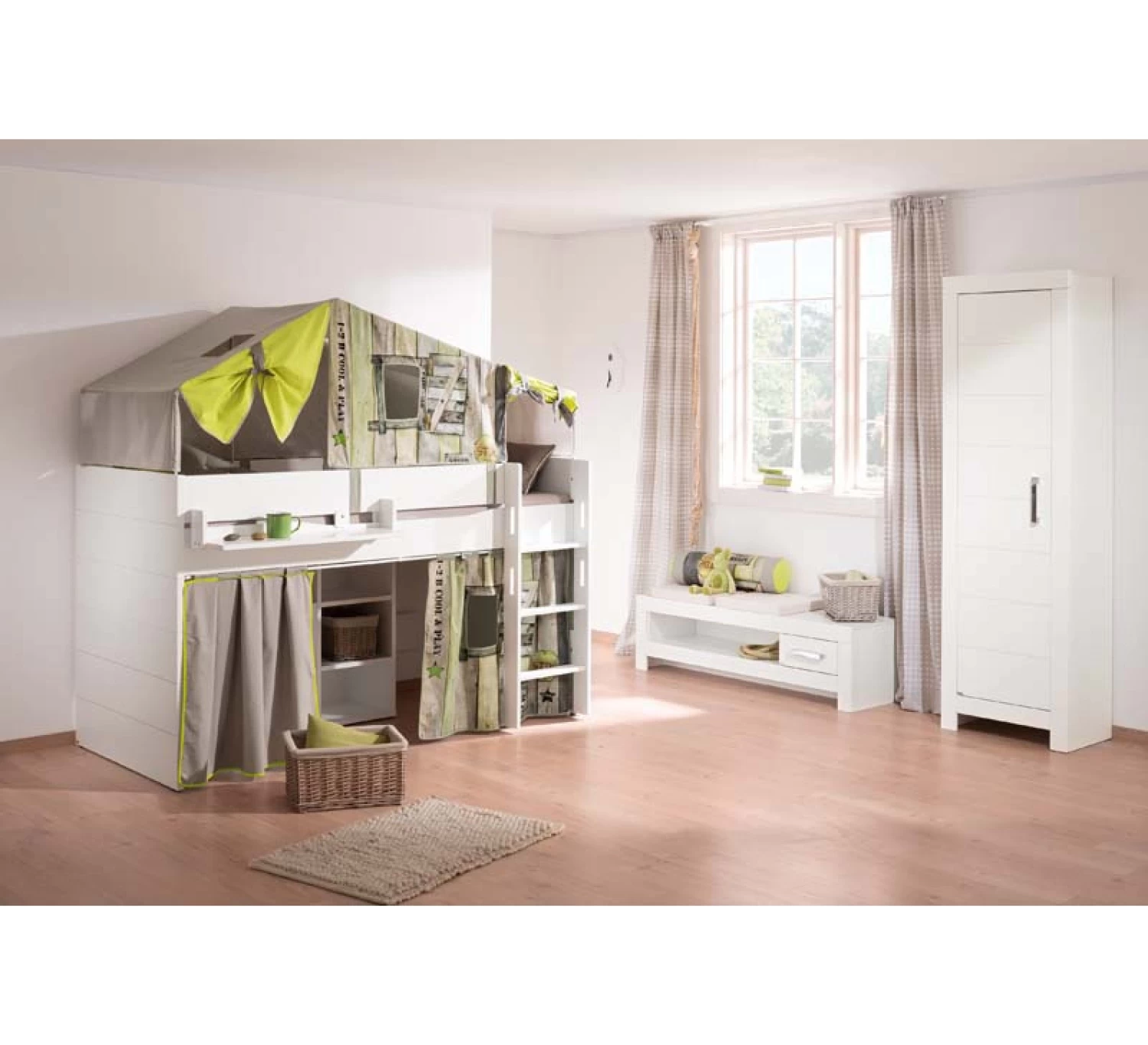 Fiona Halfhoogslaper Rechte Trap 90x200 1 Fiona Halfhoogslaper Rechte Trap 90x200